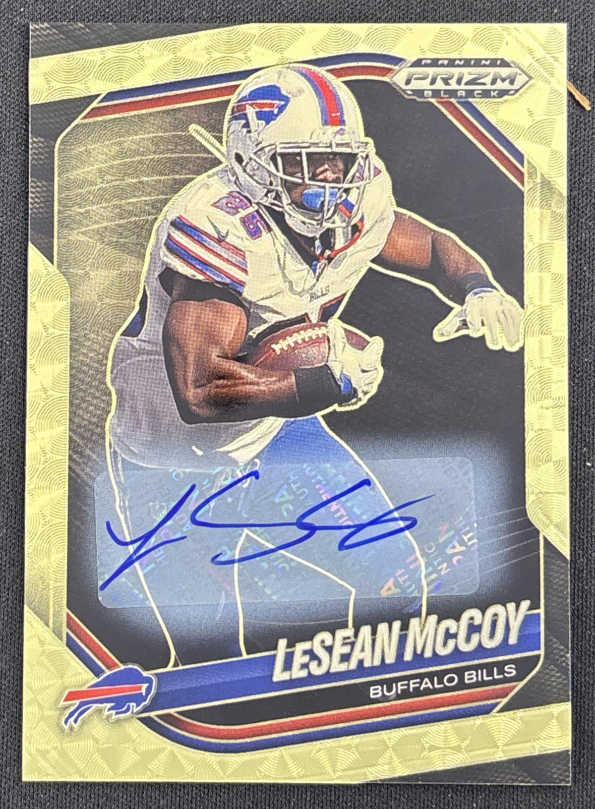 *Damaged* LeSean McCoy 2025 Panini Prizm Black Auto Gold Vinyl FOTL /5 Bills