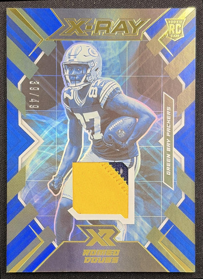 Romeo Doubs 2022 Panini XR X Ray Swatches Blue /49 Packers