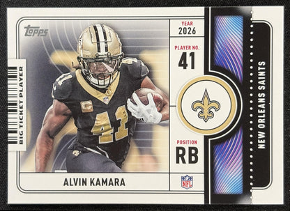 Alvin Kamara 2026 Topps Big Ticket Players Saints front
