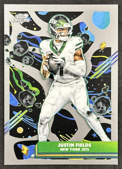 Justin Fields 2025 Topps Cosmic Chrome Jets Sports Trading Cards