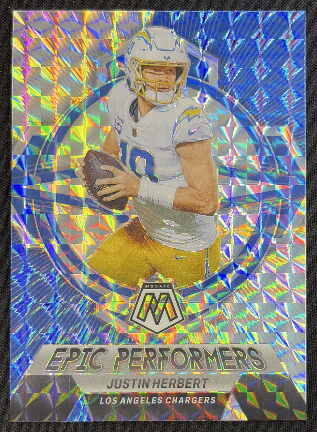 Justin Herbert 2023 Panini Mosaic Epic Performers Mosaic Chargers Sports Trading Card