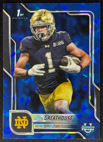 Jaden Greathouse 2025 Bowman Chrome University Sapphire Prospect Fighting Irish Sports Trading Card