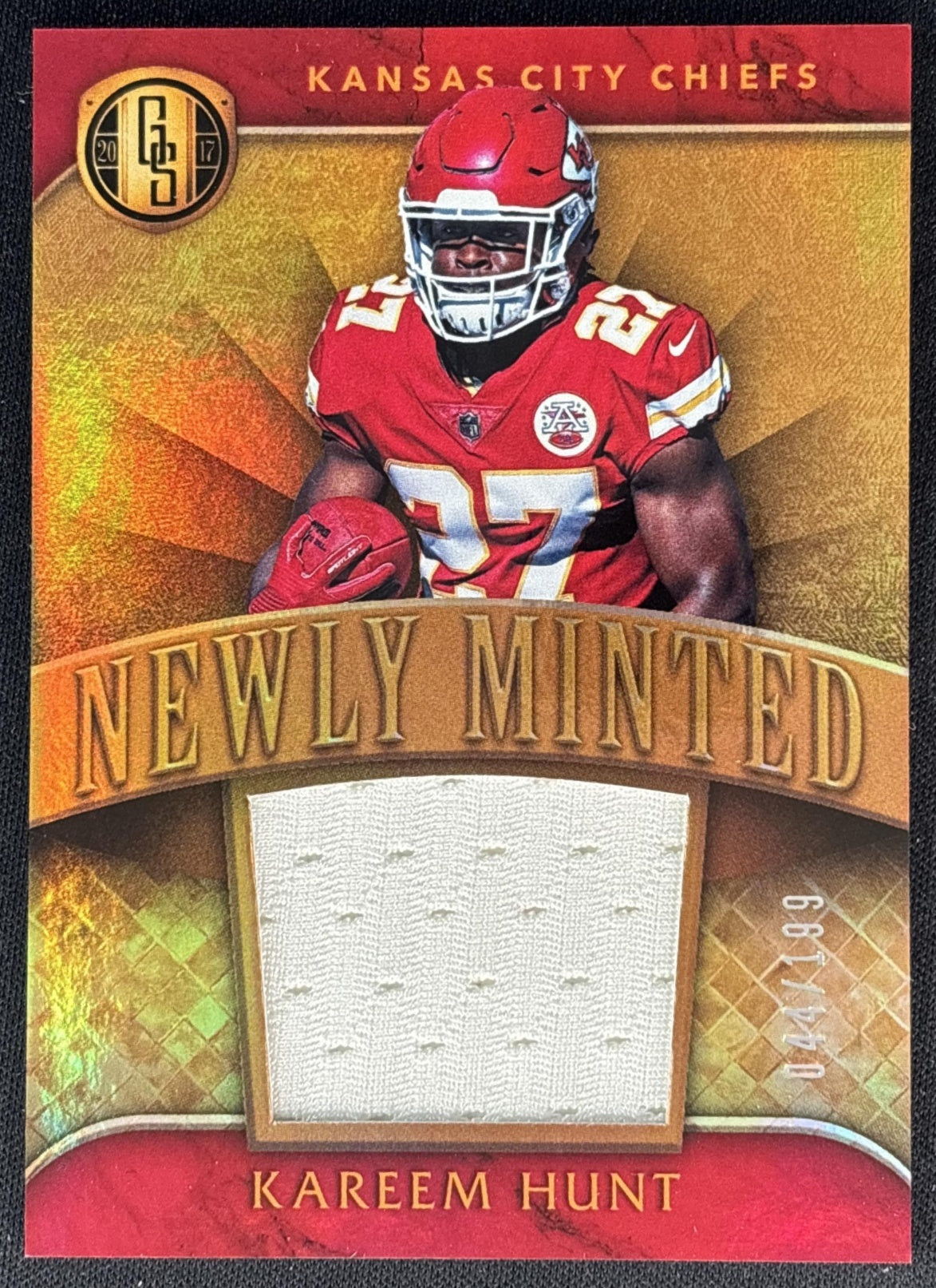 Kareem Hunt 2017 Panini Gold Standard Newly Minted Memorabilia /199 Chiefs