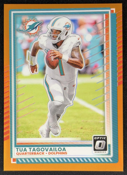 Tua Tagovailoa 2025 Panini Donruss Optic Orange Prizm /299 Dolphins Sports Trading Cards