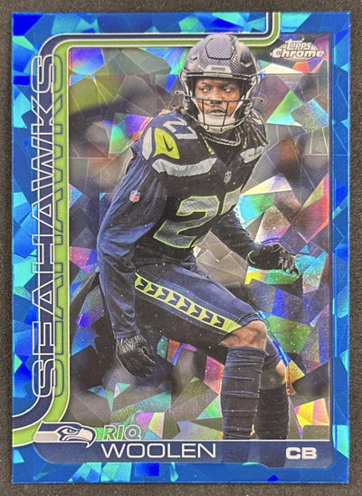 Riq Woolen 2025 Topps Chrome Sapphire Seahawks Sports Trading Card