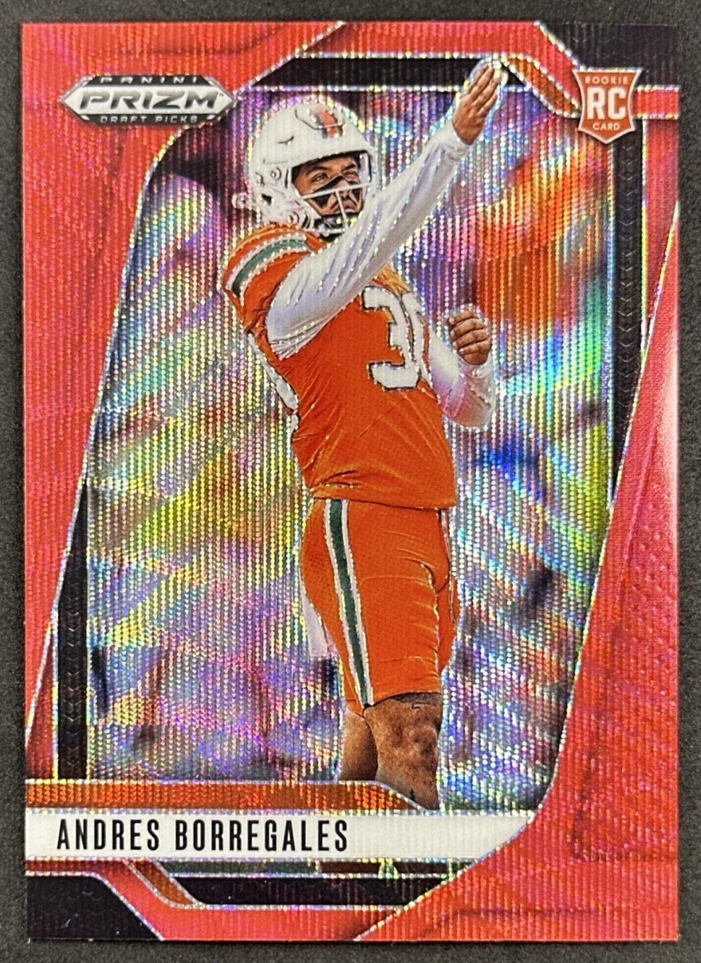 Andres Borregales 2025 Panini Prizm Draft Picks Red Wave Hurricanes Patriots
