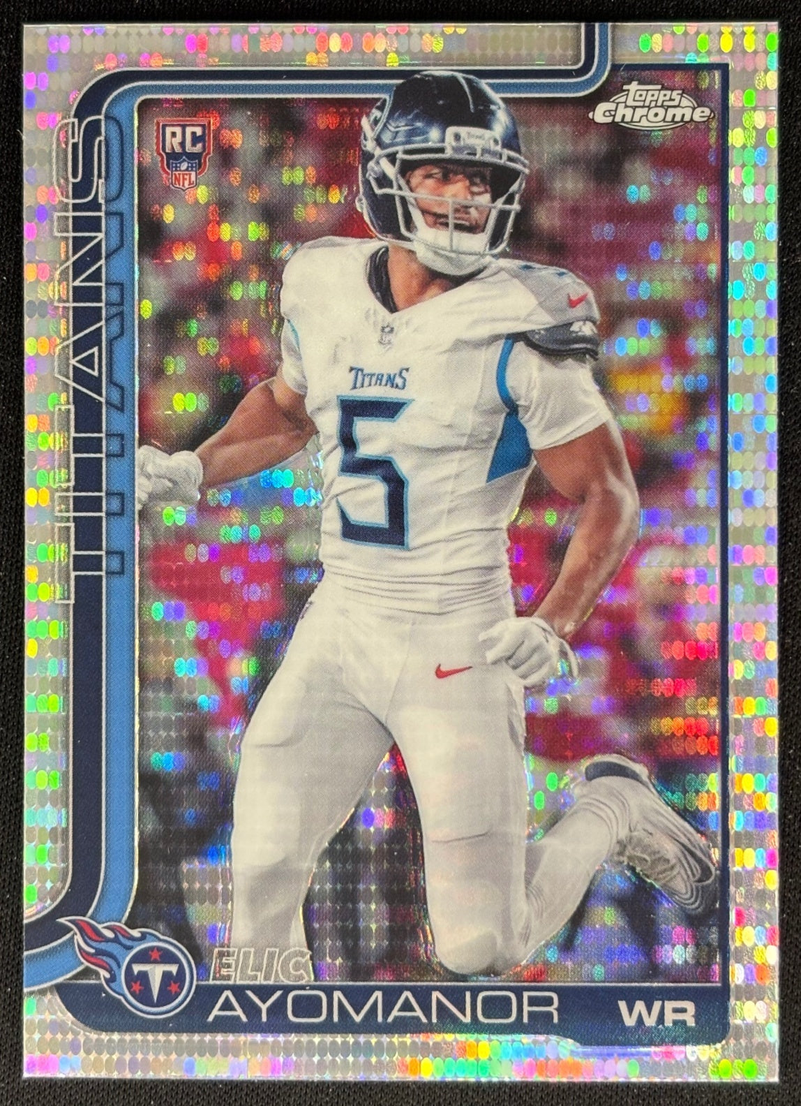 Elic Ayomanor 2025 Chrome Rookie Pulsar Refractor Titans Sports Trading Cards