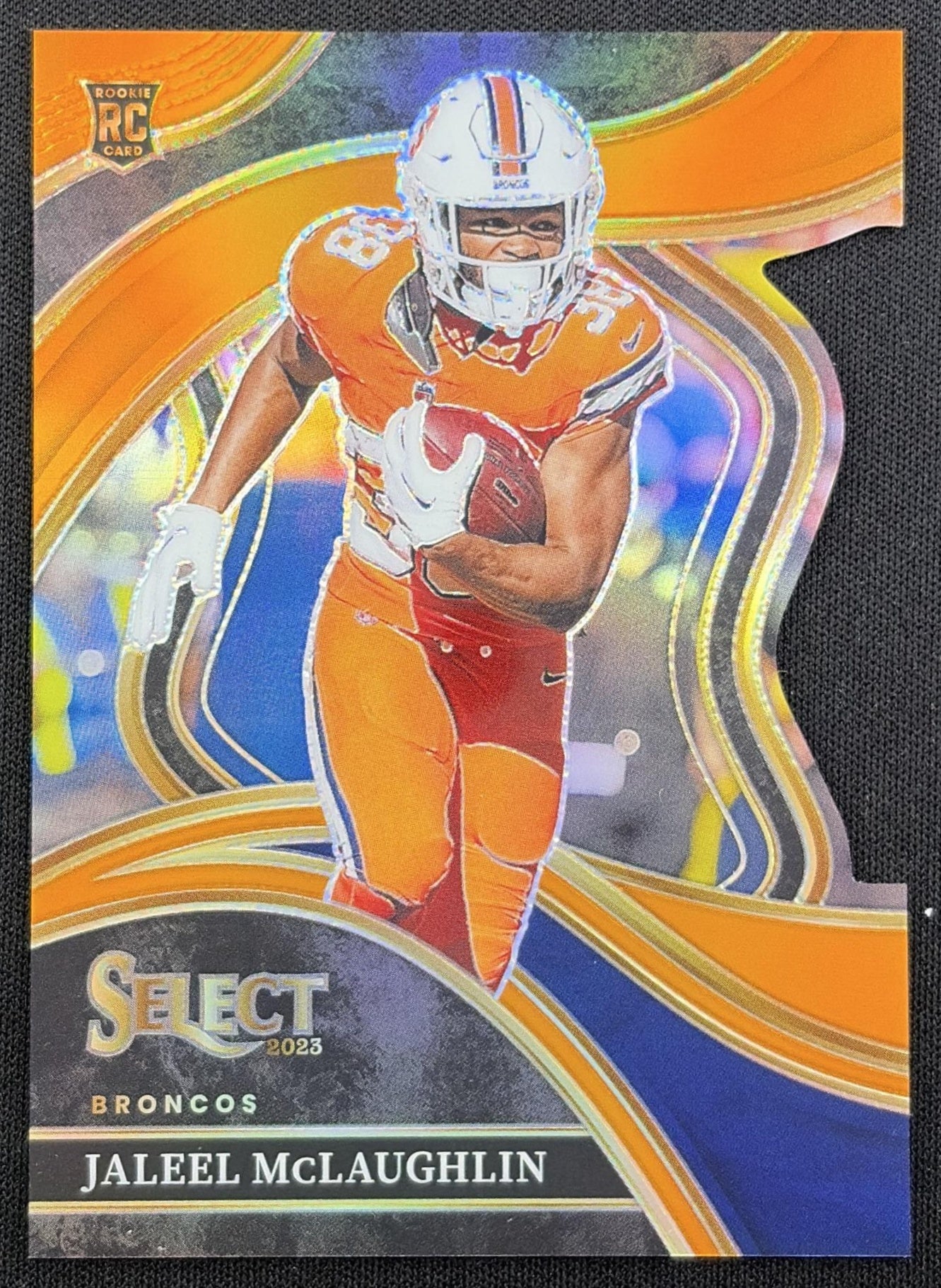 Jaleel McLaughlin 2023 Panini Select Orange Prizms Die Cut /399 Broncos