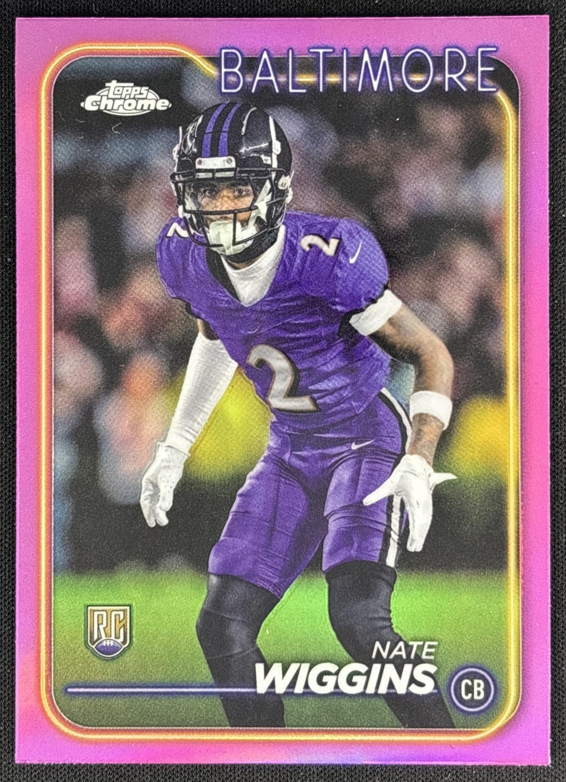 Nate Wiggins 2024 Topps Chrome Pink Refractor Ravens