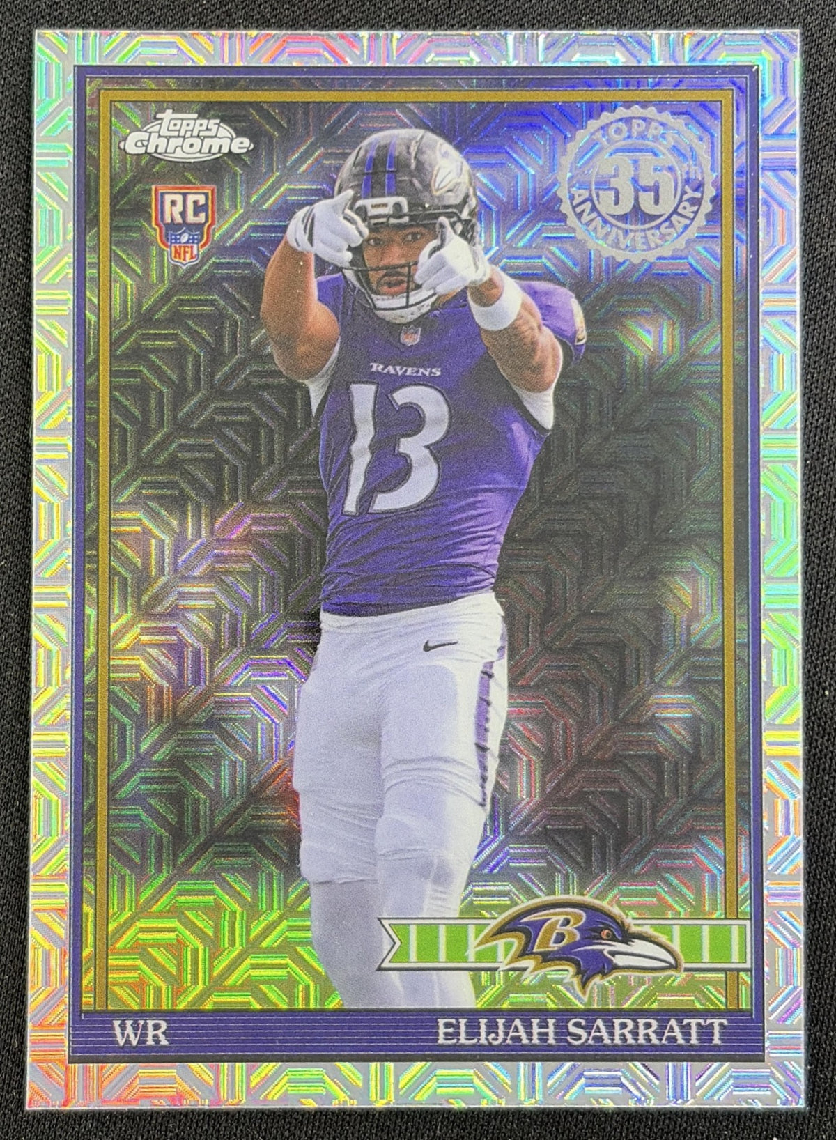 Elijah Sarratt 2026 Topps 1991 Chrome Rookie Mojo Refractor Ravens