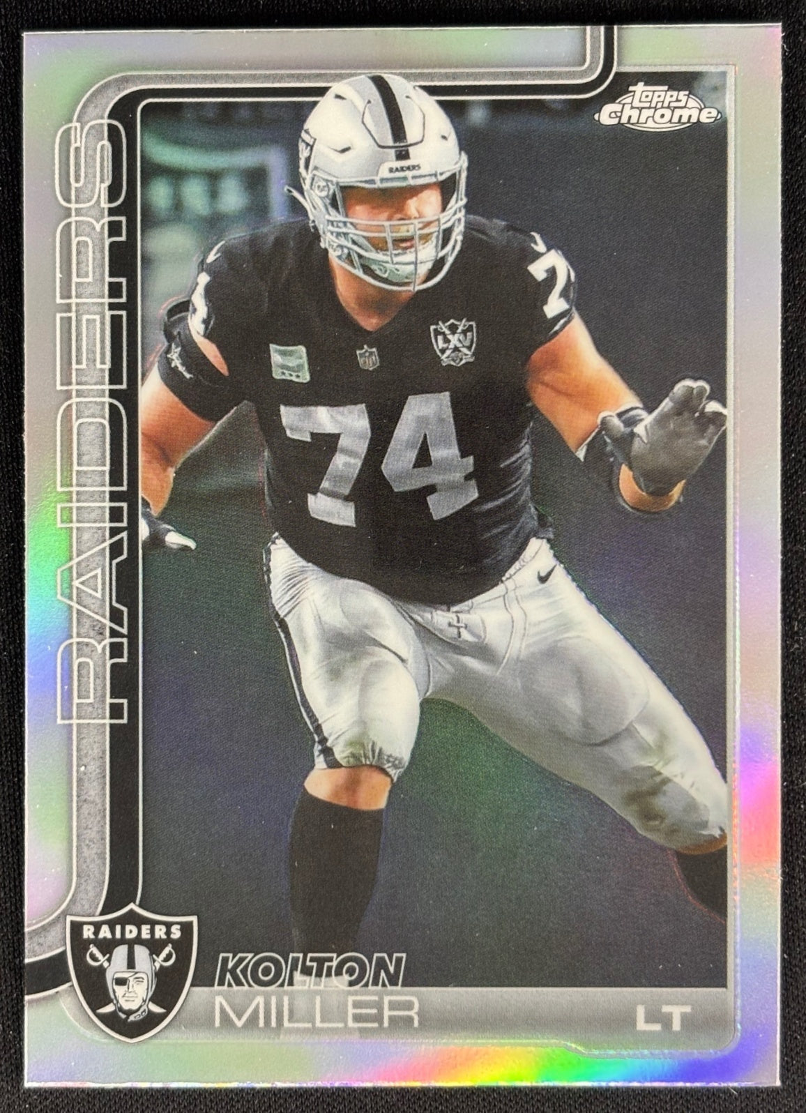 Kolton Miller 2025 Topps Chrome Refractor Raiders Sports Trading Cards