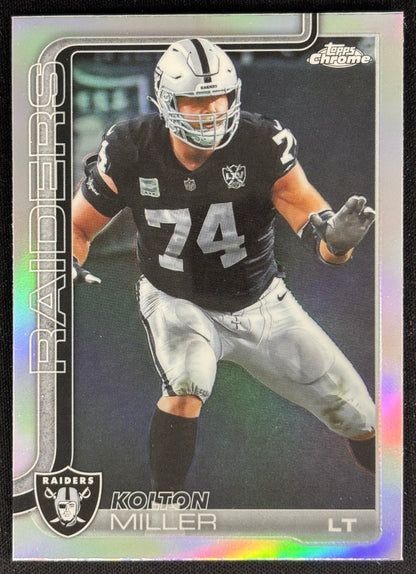 Kolton Miller 2025 Topps Chrome Refractor Raiders Sports Trading Cards