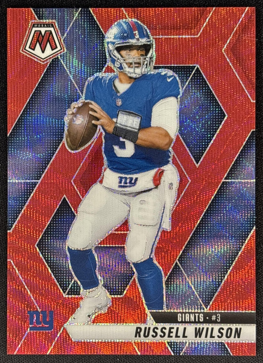 Russell Wilson 2025 Panini Mosaic Red Wave Prizm /27 Giants Sports Trading Cards
