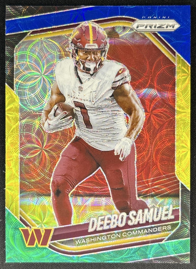 Deebo Samuel 2025 Panini Prizm Choice Blue Yellow & Green Commanders front