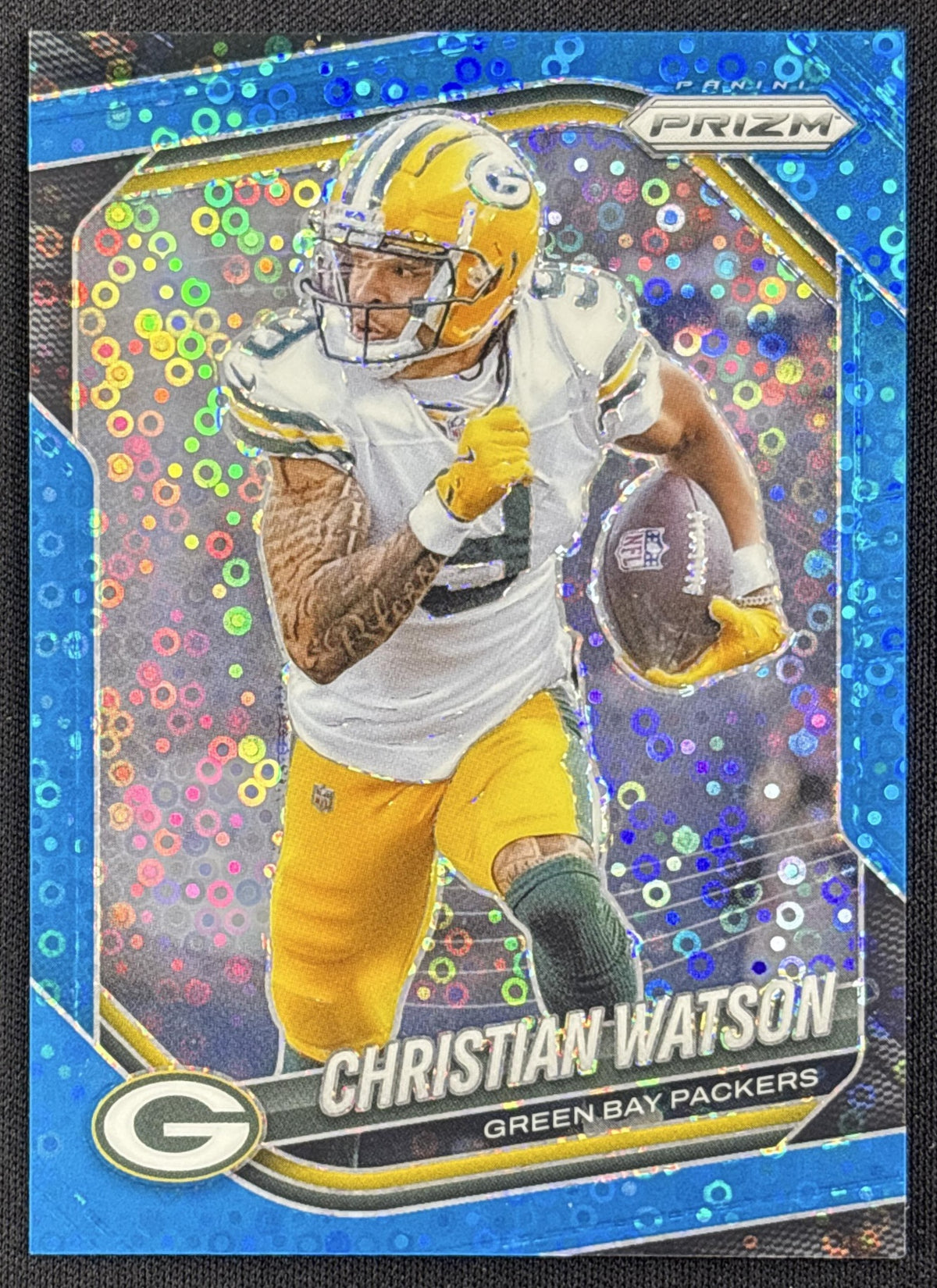 Christian Watson 2025 Panini Prizm No Huddle Blue /125 Packers
