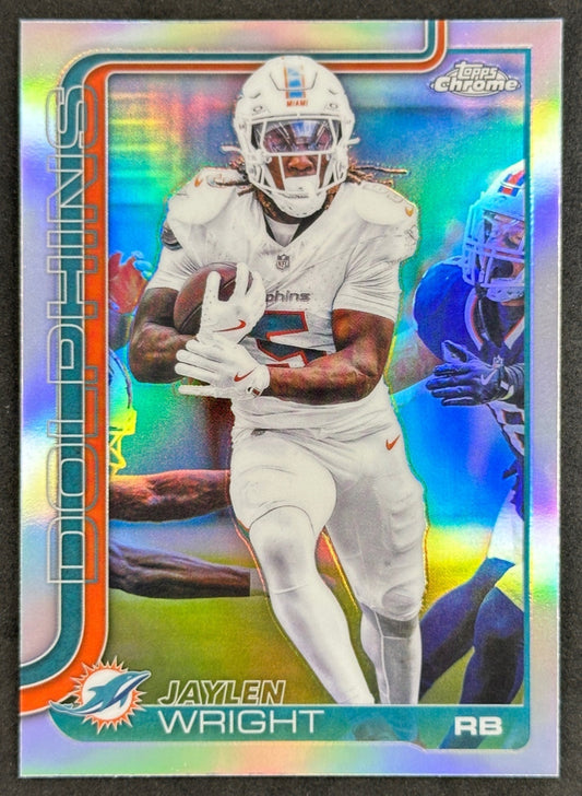 Jaylen Wright 2025 Topps Chrome Refractor Dolphins Sports Trading Cards