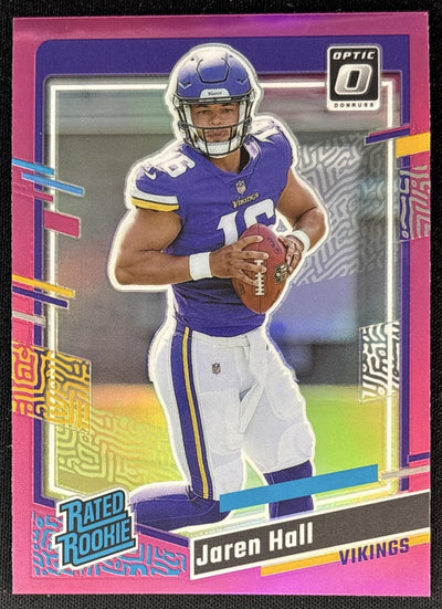 Jaren Hall 2023 Panini Donruss Optic Rated Rookie Preview Pink Prizm Vikings Sports Trading Cards