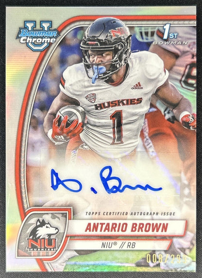 Antario Brown 2024 Bowman Chrome University Prospect Auto Refractor /299 front