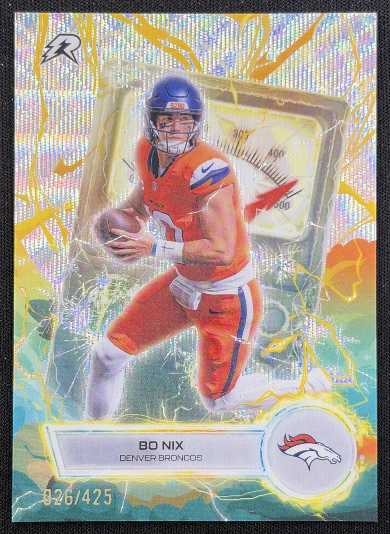 Bo Nix 2025 Topps Resurgence Voltaic Surge Refractor /425 Broncos Denver Broncos