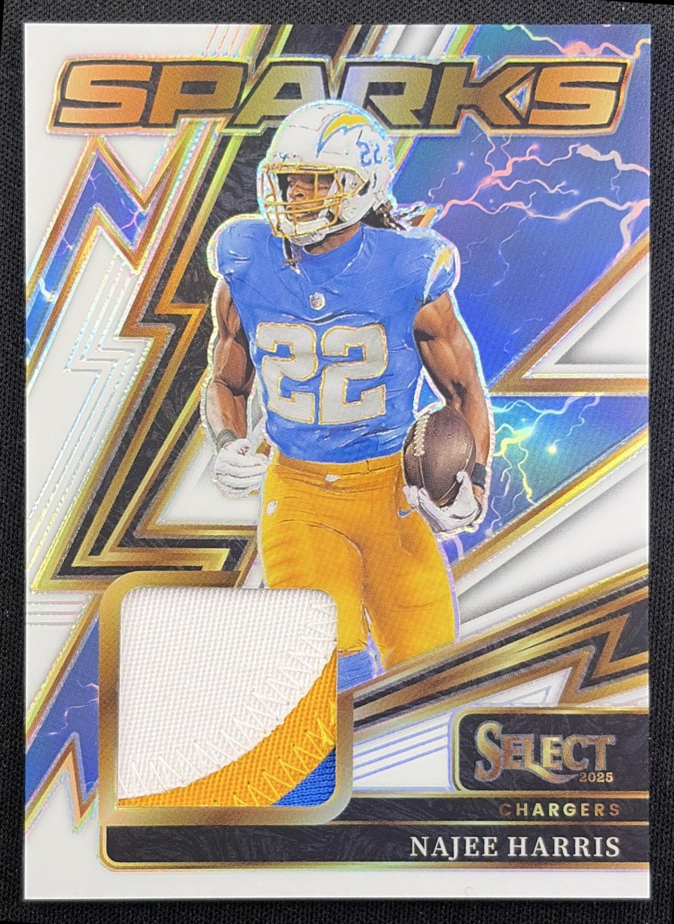 Najee Harris 2025 Panini Select Sparks White Prizm /99 Chargers