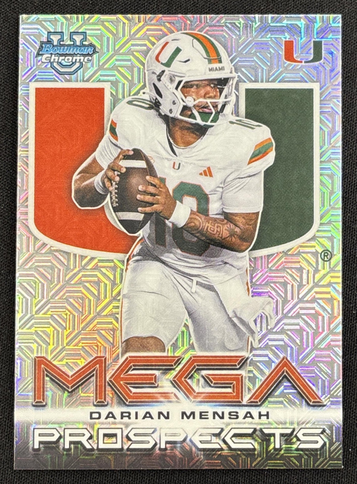 Darian Mensah 2026 Bowman Chrome Mega Prospects Mojo Refractor Dolphins Hurricanes