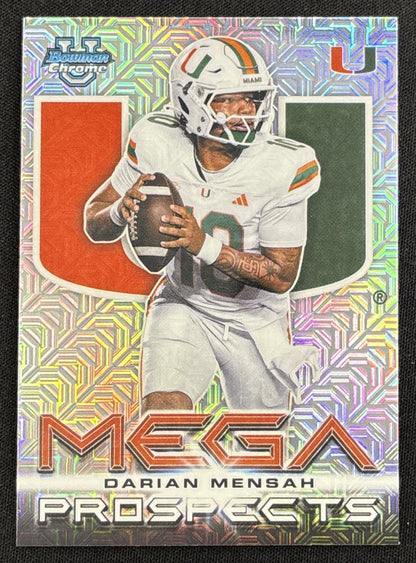 Darian Mensah 2026 Bowman Chrome Mega Prospects Mojo Refractor Dolphins Hurricanes