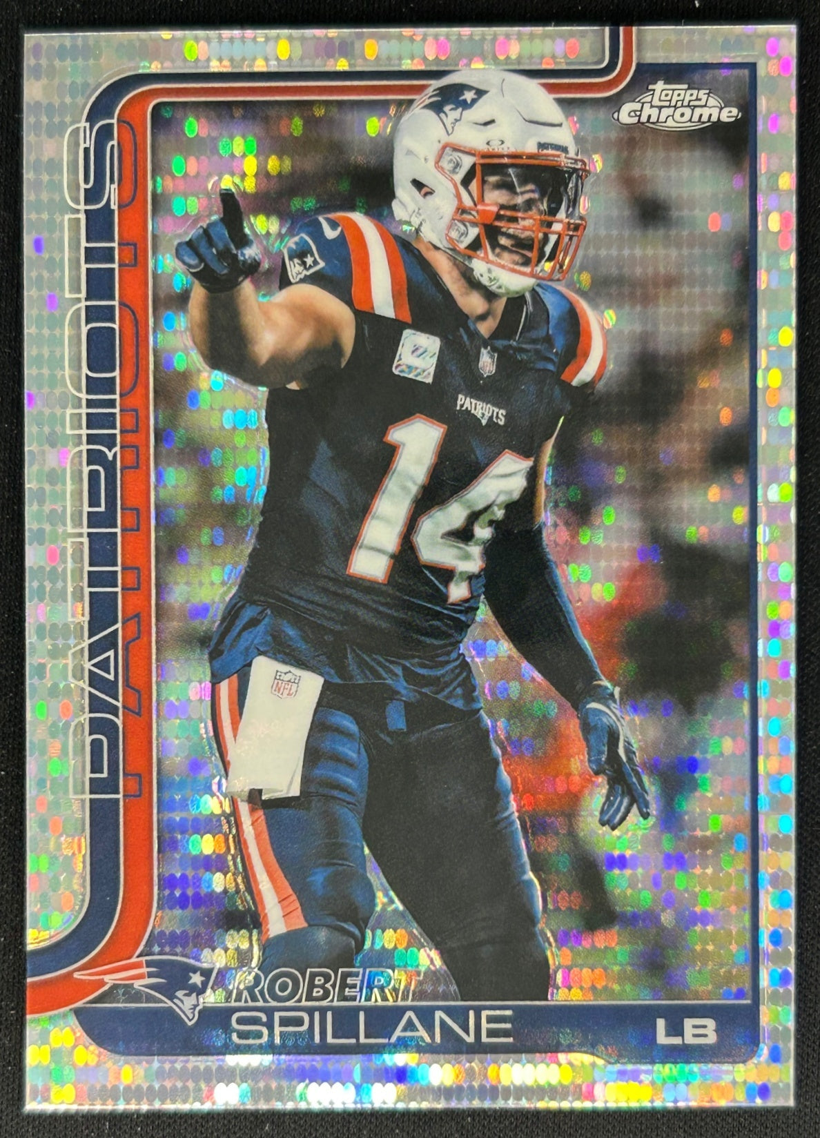 Robert Spillane 2025 Topps Chrome Pulsar Refractor Patriots Sports Trading Cards
