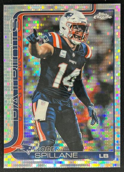 Robert Spillane 2025 Topps Chrome Pulsar Refractor Patriots Sports Trading Cards