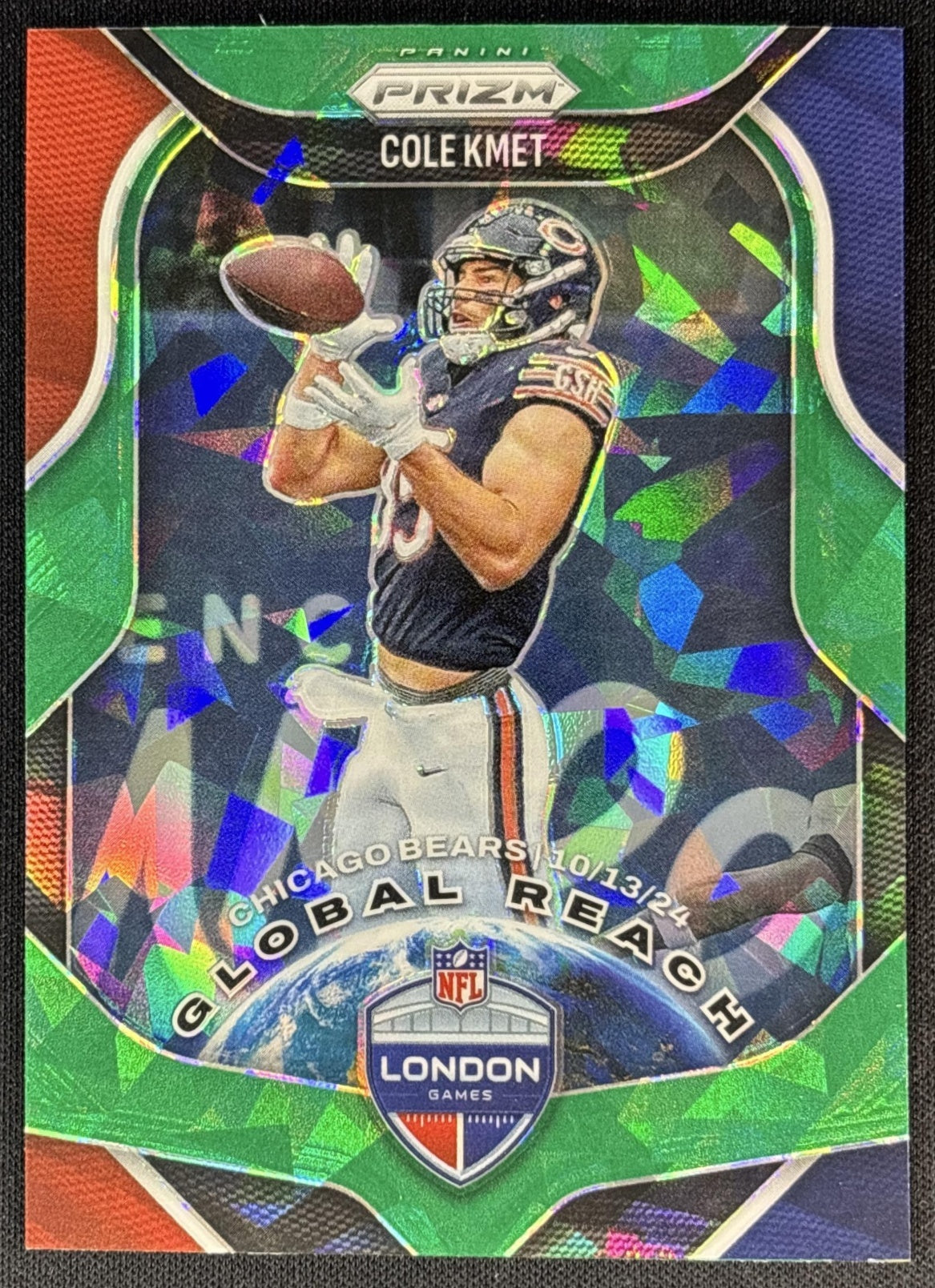 Cole Kmet 2025 Panini Prizm Global Reach Green Ice Bears