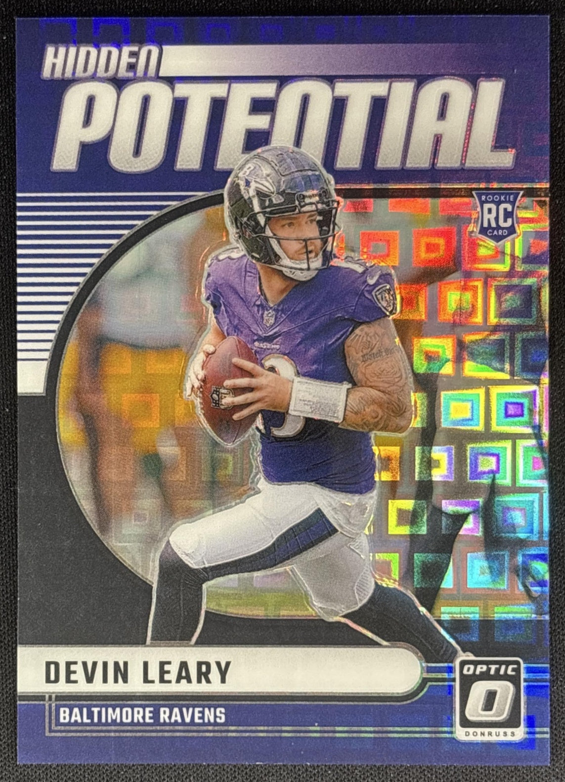 Devin Leary 2024 Panini Donruss Optic Hidden Potential Black Pandora /25 Ravens Default Title Sports Trading Cards