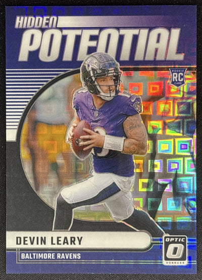 Devin Leary 2024 Panini Donruss Optic Hidden Potential Black Pandora /25 Ravens Default Title Sports Trading Cards
