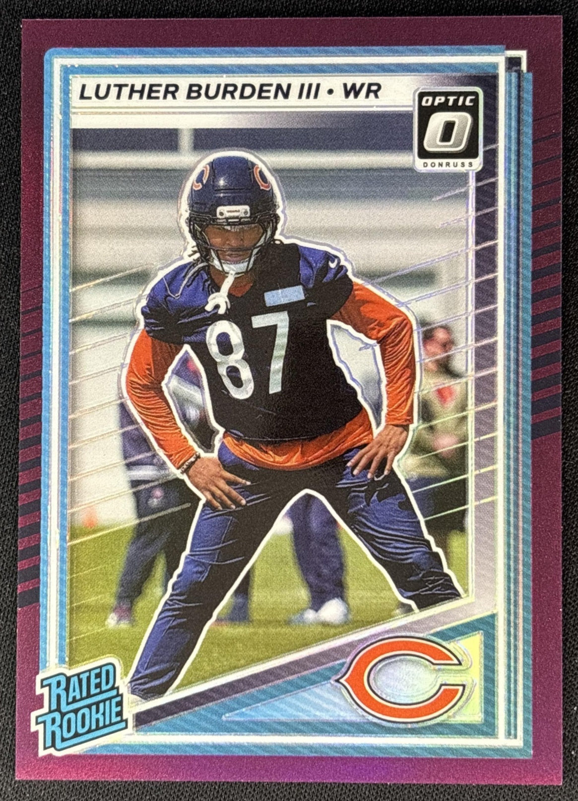Luther Burden III 2025 Donruss Optic Rated Rookie Preview Purple /50 Bears Front