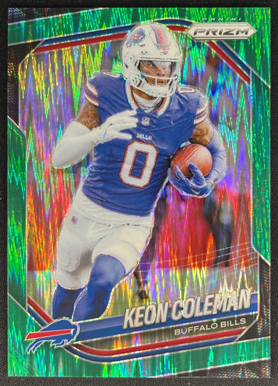 Keon Coleman 2025 Prizm Green Flash Bills Sports Trading Card