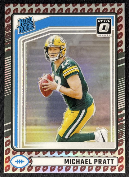 Michael Pratt 2024 Donruss Optic Rated Rookie Preview Football Emoji Packers front