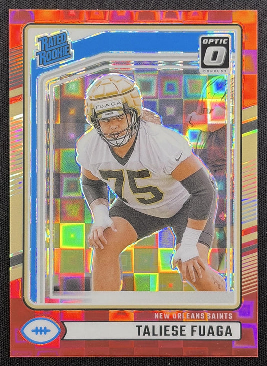 Taliese Fuaga 2024 Panini Donruss Optic Rated Rookie Preview Red Pandora Saints New Orleans Saints