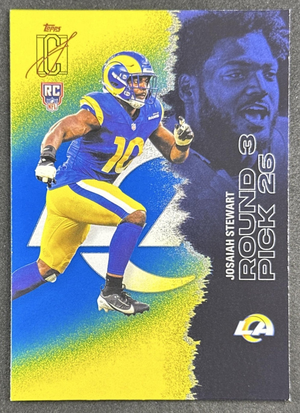 Josaiah Stewart 2025 Topps Signature Class Rookie Blue & Yellow Foil Rams