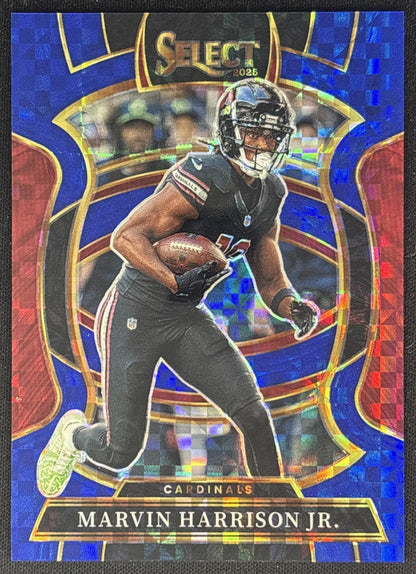 Marvin Harrison Jr. 2025 Panini Select Concourse Blue Prizm /249 Cardinals front