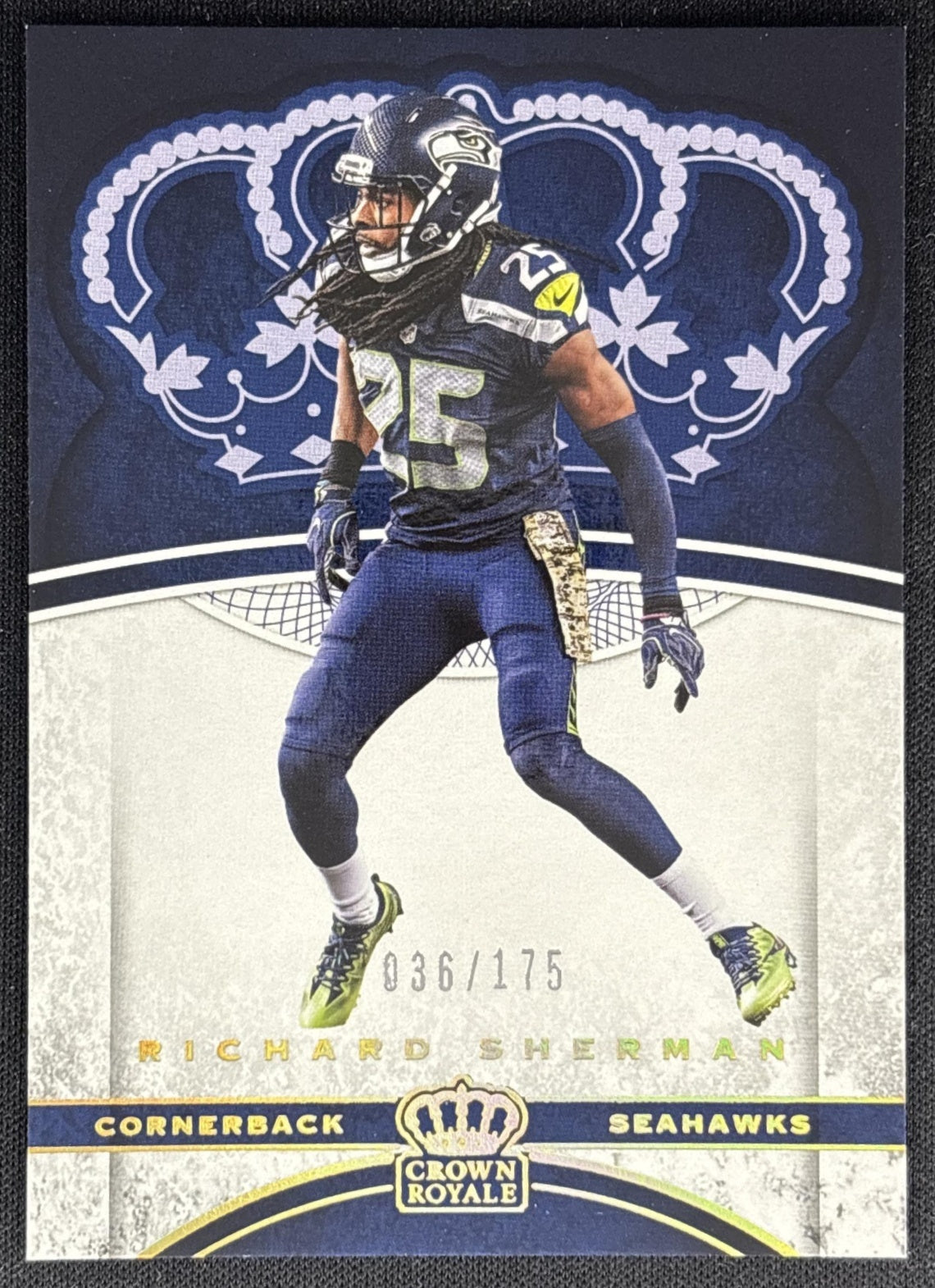 Richard Sherman 2017 Panini Crown Royale Holo Gold /175 Seahawks front