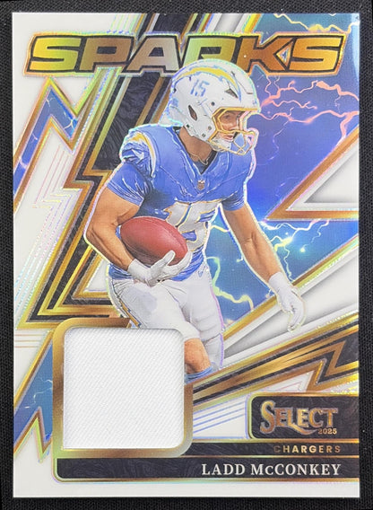 Ladd McConkey 2025 Panini Select Sparks White Prizm /99 Chargers