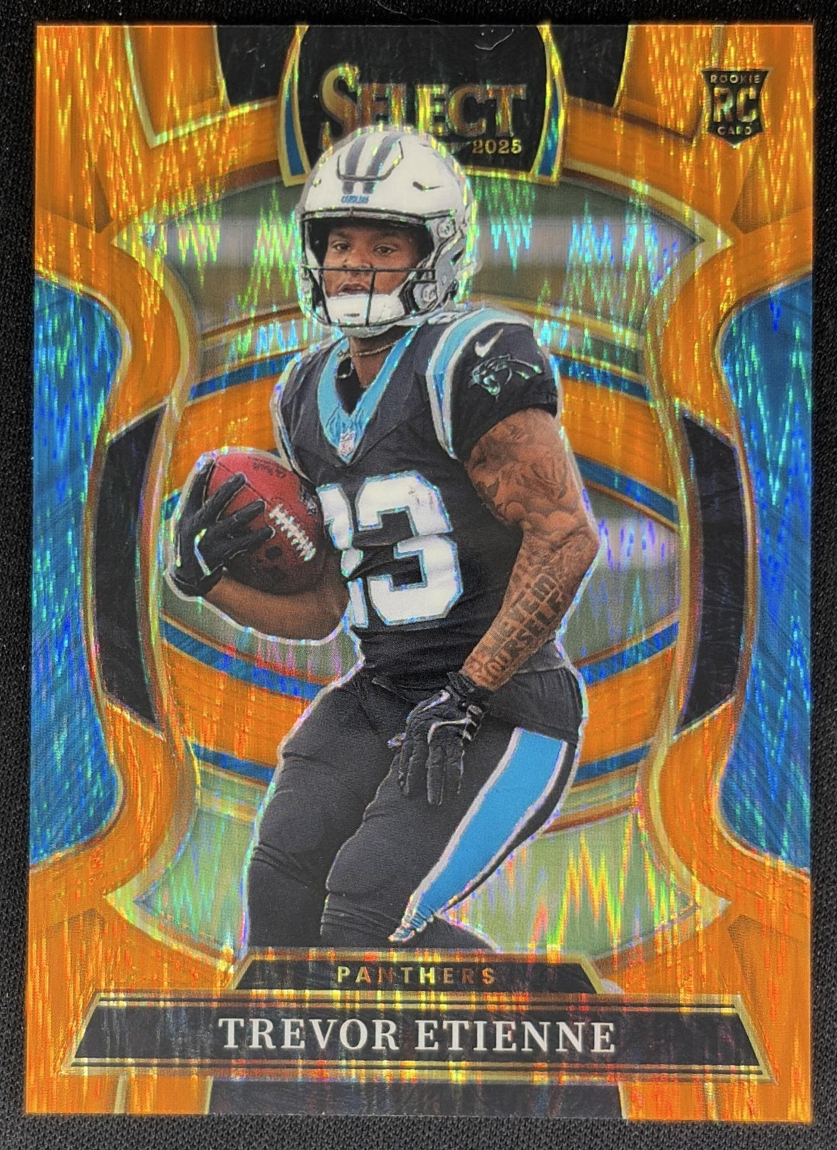 Trevor Etienne 2025 Panini Select Concourse Orange Prizm Shock /499 Panthers