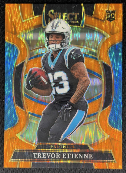 Trevor Etienne 2025 Panini Select Concourse Orange Prizm Shock /499 Panthers