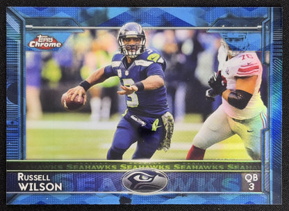 Russell Wilson 2015 Topps Chrome Blue Wave Refractor Seahawks