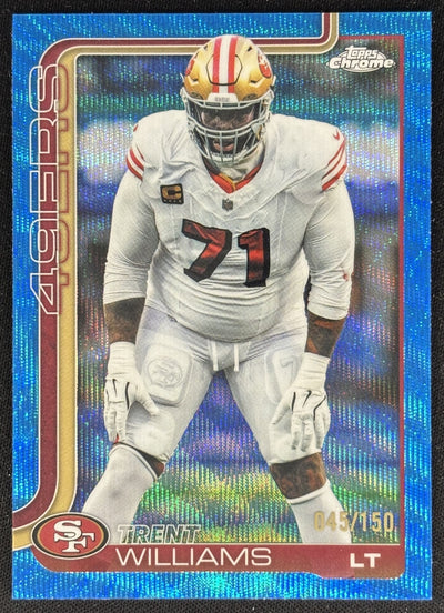 Trent Williams 2025 Topps Chrome Blue Wave Refractor /150 49ers Sports Trading Cards