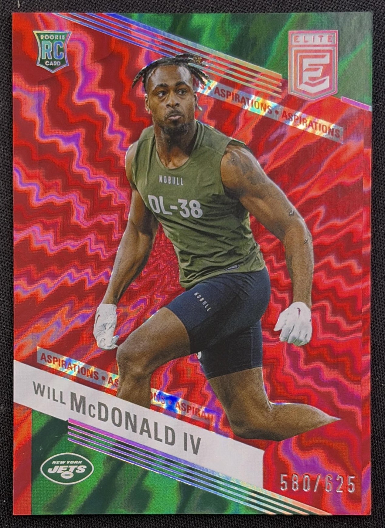Will McDonald IV 2023 Panini Donruss Elite Aspirations Shimmer /625 Jets front