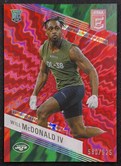Will McDonald IV 2023 Panini Donruss Elite Aspirations Shimmer /625 Jets front