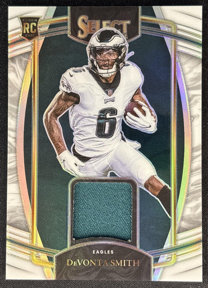 DeVonta Smith 2021 Panini Select Rookie Swatches White Prizm /75 Eagles