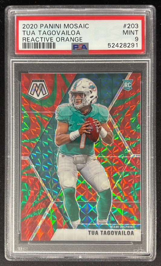 Tua Tagovailoa 2020 Panini Mosaic Prizm Reactive Orange PSA 9 Dolphins Default Title Sports Trading Cards