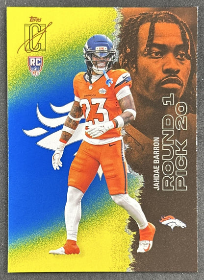 Jahdae Barron 2025 Topps Signature Class Rookie Blue & Yellow Foil Broncos