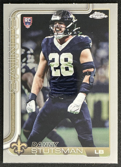 Danny Stutsman 2025 Topps Chrome Rookie Saints Sports Trading Cards