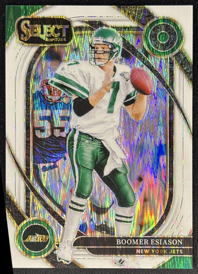 Boomer Esiason 2024 Panini Select Club White Prizm Shock /199 Jets Sports Trading Cards